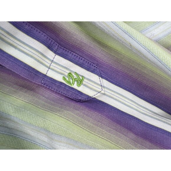 Robert Graham Dress Shirt Lime GreenPurple White Striped Colorful Button Down - Picture 14 of 16